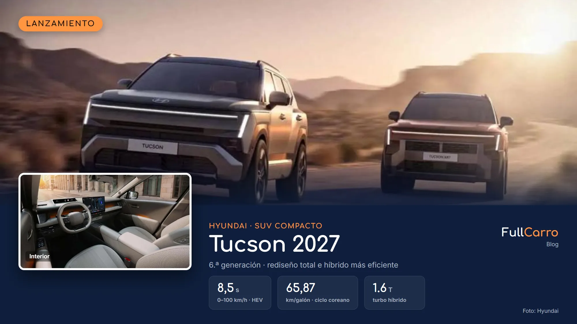 Hyundai Tucson 2027: rediseño total y un híbrido más potente y eficiente