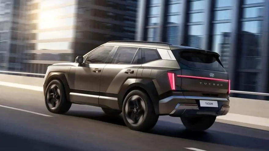 Hyundai Tucson 2027 vista trasera tres cuartos
