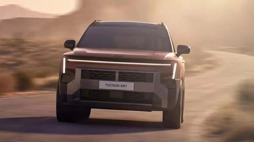 Hyundai Tucson 2027 XRT de frente en carretera