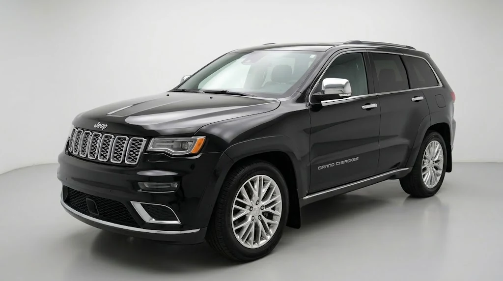 Jeep Grand Cherokee de cuarta generación (WK2, 2011-2022) negro en estudio minimalista