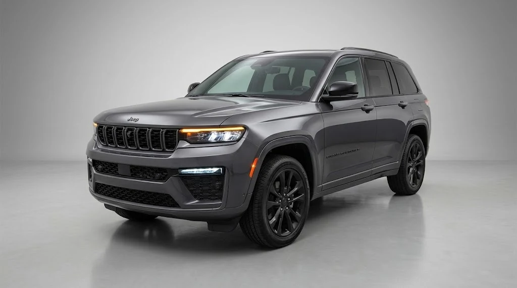 Jeep Grand Cherokee de quinta generación (WL, 2022 en adelante) gris en estudio minimalista