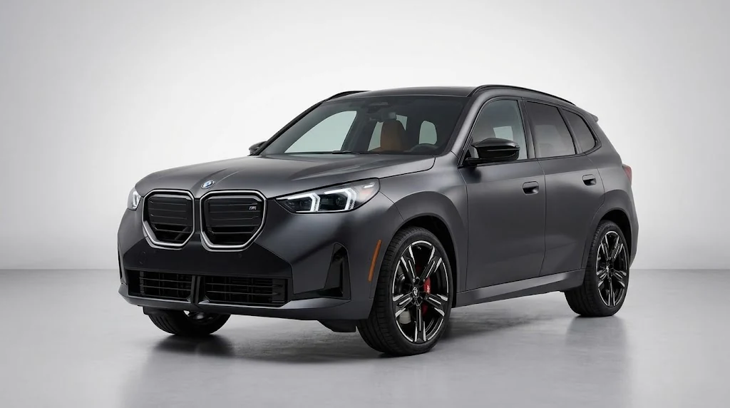 BMW X3 gris oscuro en estudio minimalista