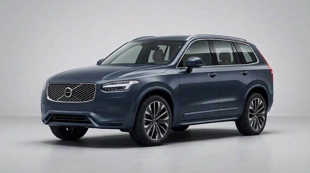 Volvo XC90 azul oscuro en estudio minimalista