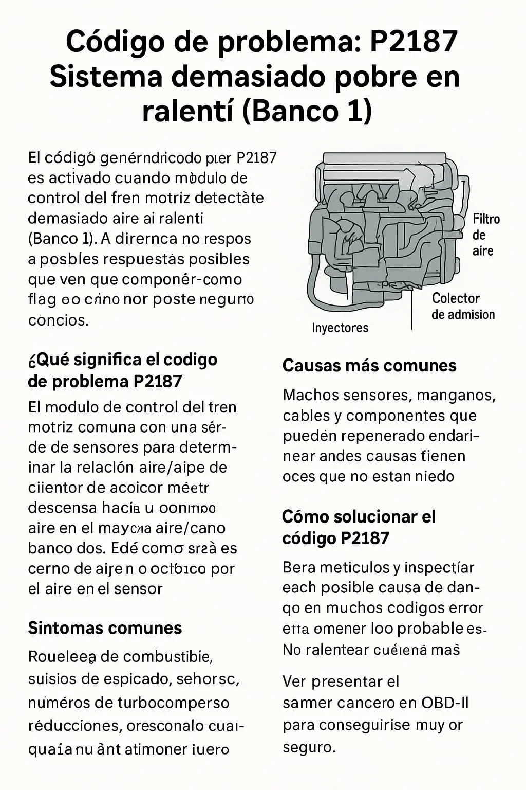 Código P2187 Sistema demasiado pobre en ralentí Banco 1